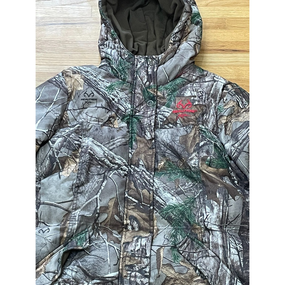 Realtree Hunting Puffer Jacket Mens L Brown Camouflage Long Sleeve Full Zip - Picture 3 of 11